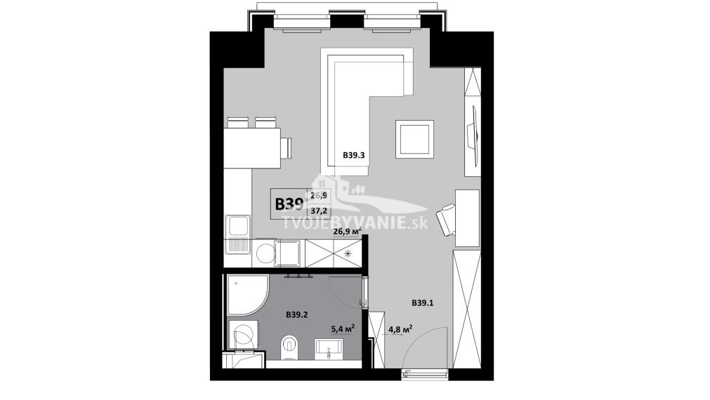 1 izbový apartmán KVP Grunt č. 39