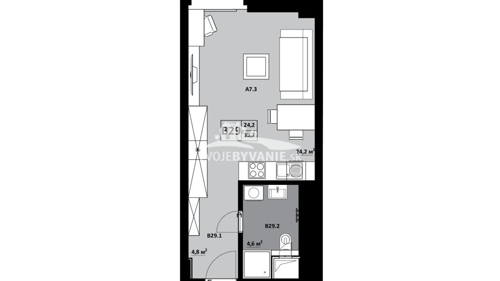 1 izbový apartmán KVP Grunt č. 29