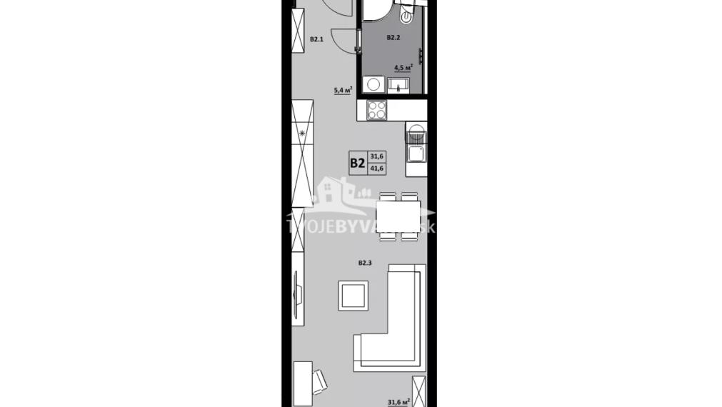 1 izbový byt KVP Grunt č. 2