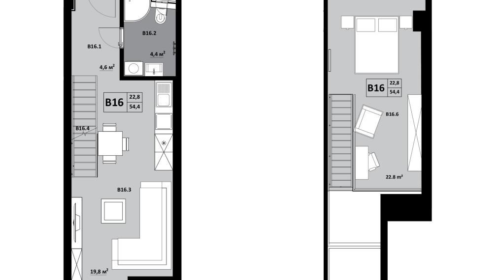 1 izbový byt s mezonetom KVP Grunt č. 16