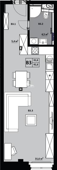 1 izbový byt KVP Grunt č. 3
