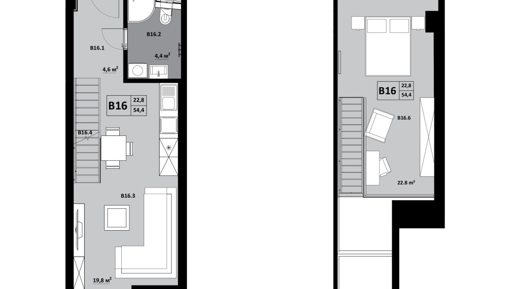 1 izbový byt s mezonetom KVP Grunt č. 16