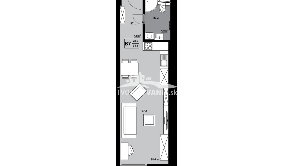 1 izbový byt KVP Grunt č. 7