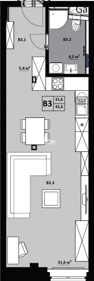 1 izbový byt KVP Grunt č. 3