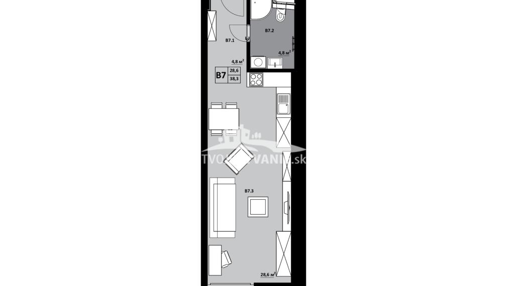 1 izbový byt KVP Grunt č. 4