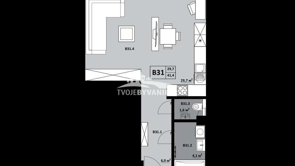 1 izbový apartmán KVP Grunt č. 31