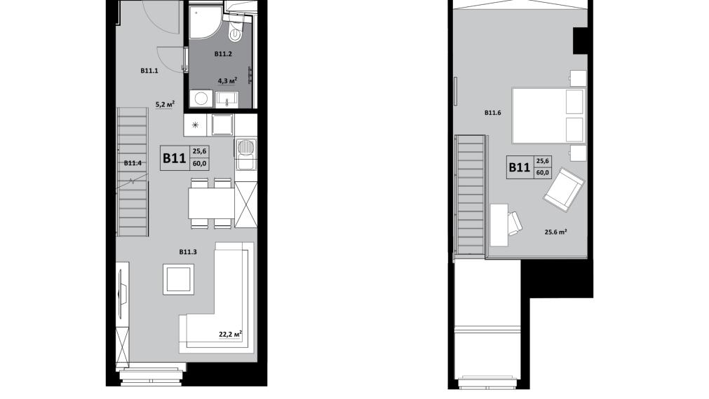 1 izbový byt s mezonetom KVP Grunt č. 11